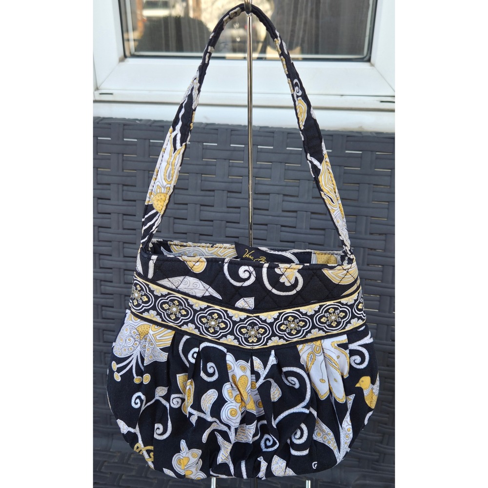 Vera Bradley Retired Hannah Small‎ Yellow Bird Quilted Floral Bag Hobo Handbag
